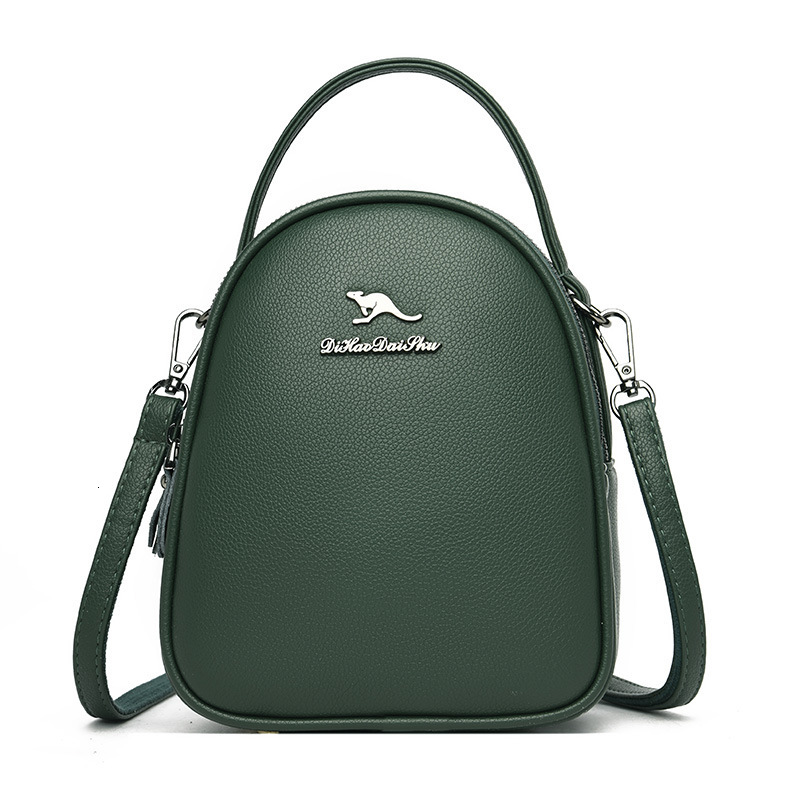 2025 Summer New Women's Bag Soft Leather Women's Small Round Bag Three layer Small Backpack Shoulder Bag Mini Crossbody Bag Fashion New Desi