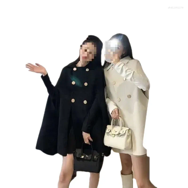 Women's Jackets Autumn Winter British Style Woolen Coat Loose Cowl Neck Wrap Shoulder Top Korean Version Casual Fashion Outerwear