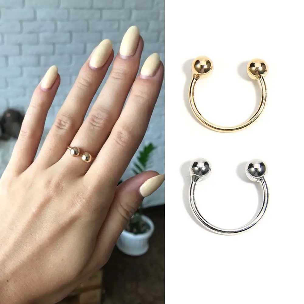 Party Punk Fashion Open Knuckle Silver Copper Double Ball Mens Copper Ring Jewelry Joint Ring Unisex Rings y250730