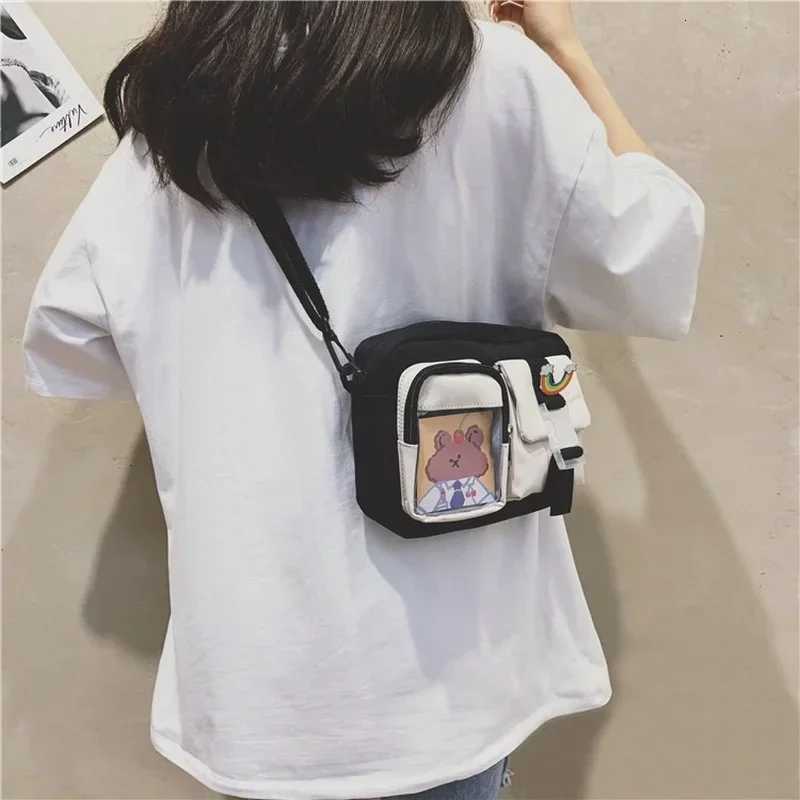 Japanse Style KAWaii Bag Student Small Nylon Bag Mutipockets Transparent Crossbody Bags Women New Shoulder Bag Bolsa Mujer Y250730
