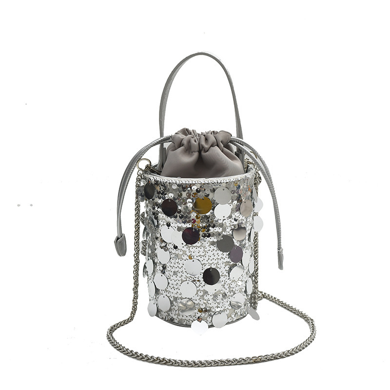Fashion Personality Sequin Chain Women's 2024 New Trendy Shoulder Simple Fashionable Chic Crossbody Bucket Bag ddmymoon