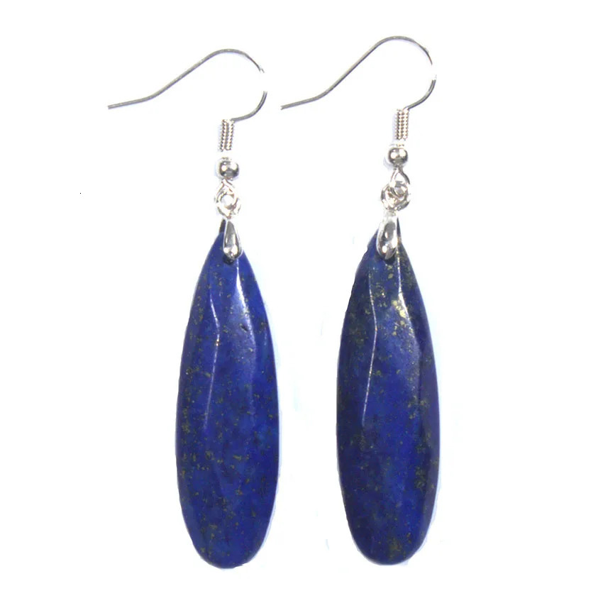 Natural Crystal Stone Faceted Earrings For Women Lapis Lazuli Amethyst Rose Quartz Dangle Hook Drop Agate Stone Earring Jewelry 250730