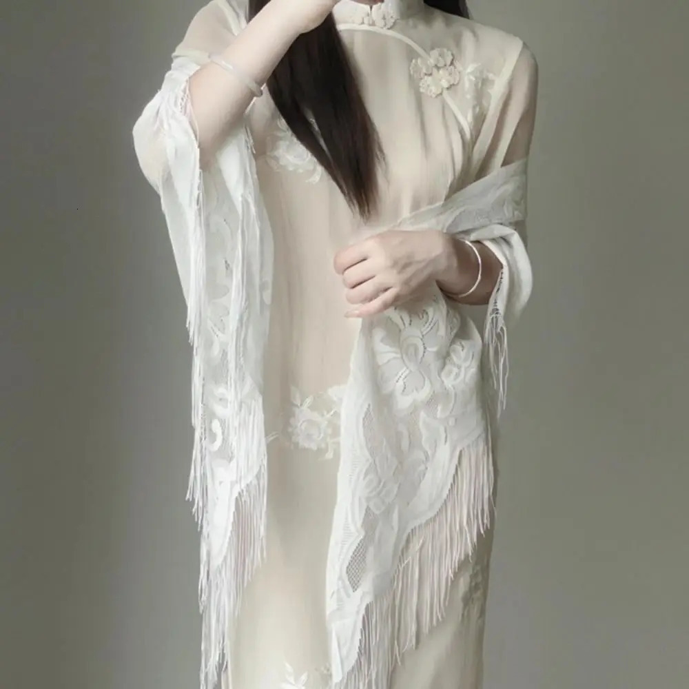 Tassel Patchwork VNeck Cardigans Women Wedding Accessories Shawl Hollow Multicolor Evening Prom Cape Tulle Party 250731