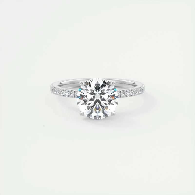 Classic 925 Sterling Silver Engagement Wedding Promise Ring 8mm 2 Carat Round D-E Moissanite Finger Rings for Women Jewelry GRA y250730