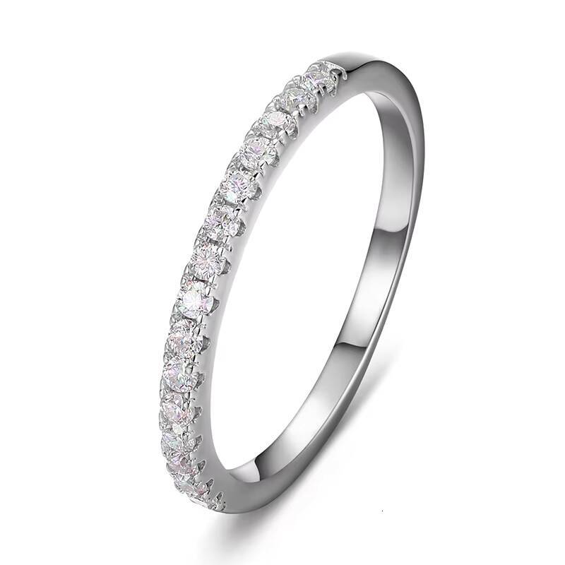 White Gold Plated 925 Sterling Silver VVS Moissanite Diamond Engagement Wedding Gift Women Band Ring