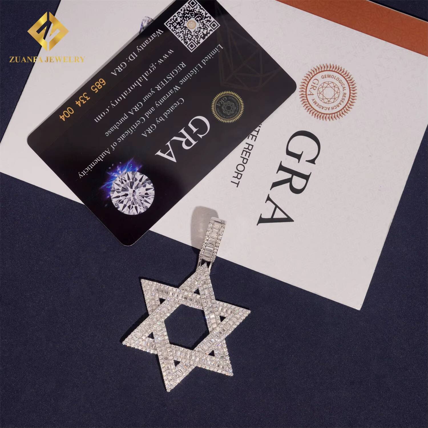 New Fashion Hip Hop Moissanite Jewelry 925 Silver VVS Moissanite Diamond Custom Iced Out Baguette Star Shape Pendant