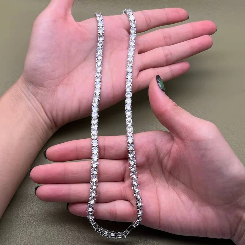 2025 925 Sterling Silver Fine Chains Necklace for Women 3 4 5 6mm White Crystal Cubic Zirconia Tennis Necklaces