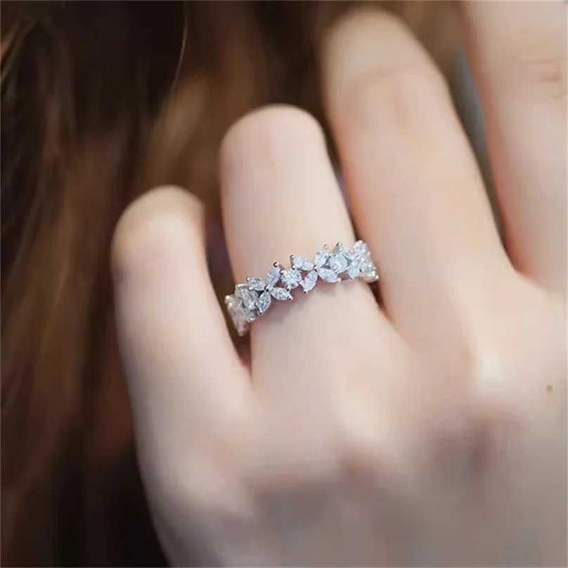 3118 CC White Gold Plated Rings For Women Girl Flower Design Wedding Engagement Fine Accessories Fashion Jewelry y250730