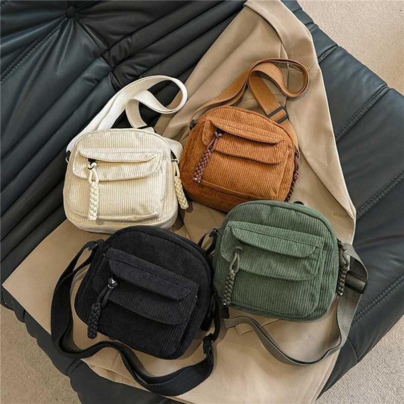 Simple Versatile Crossbody Bag Fashionable Casual Small Square Bag Personalized Commuting Shoulder Bag Corduroy Unisex Trend Y250730