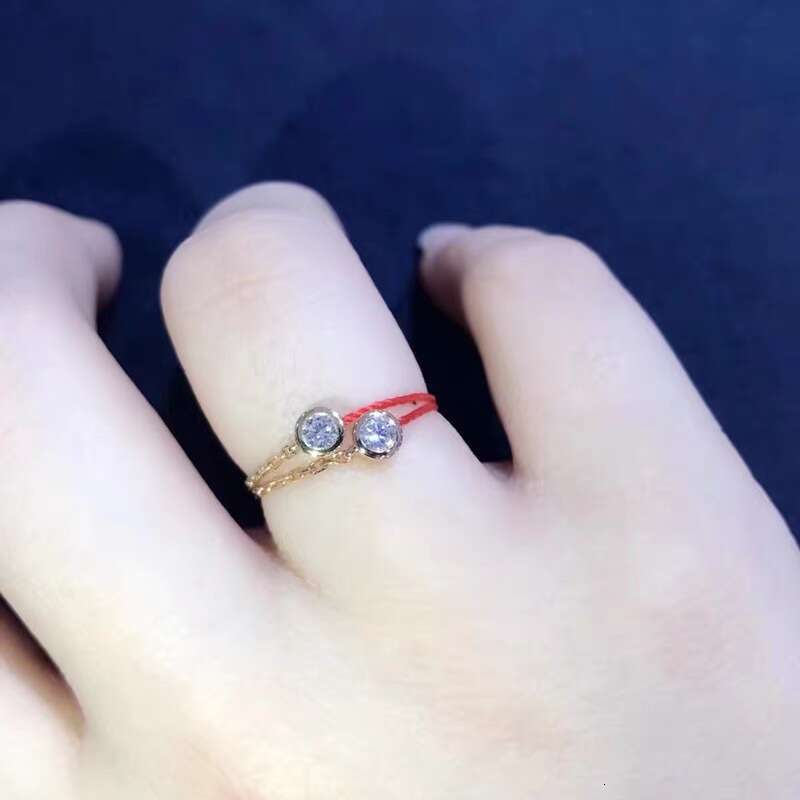 France Paris Bubble Single Diamond Red Rope Lucky Zodiac Year and Month Old Versatile Unique Ring for Women Trendy