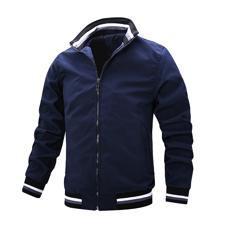Casual loose jacket men's spring and autumn sports solid color stand-up collar jacket men's clothing