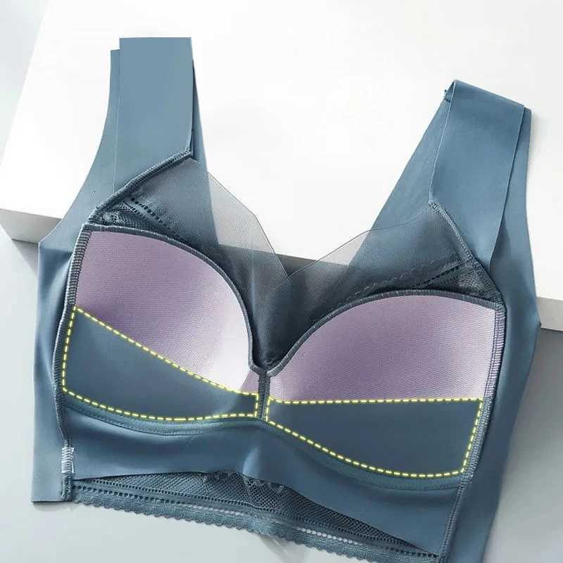 5XL Women Large Bra Push Up Ice Silk Seamless Upper Bralette Lace Wireless Summer Bras Plus Size Top Lingerie Underwear 15019 Z250730