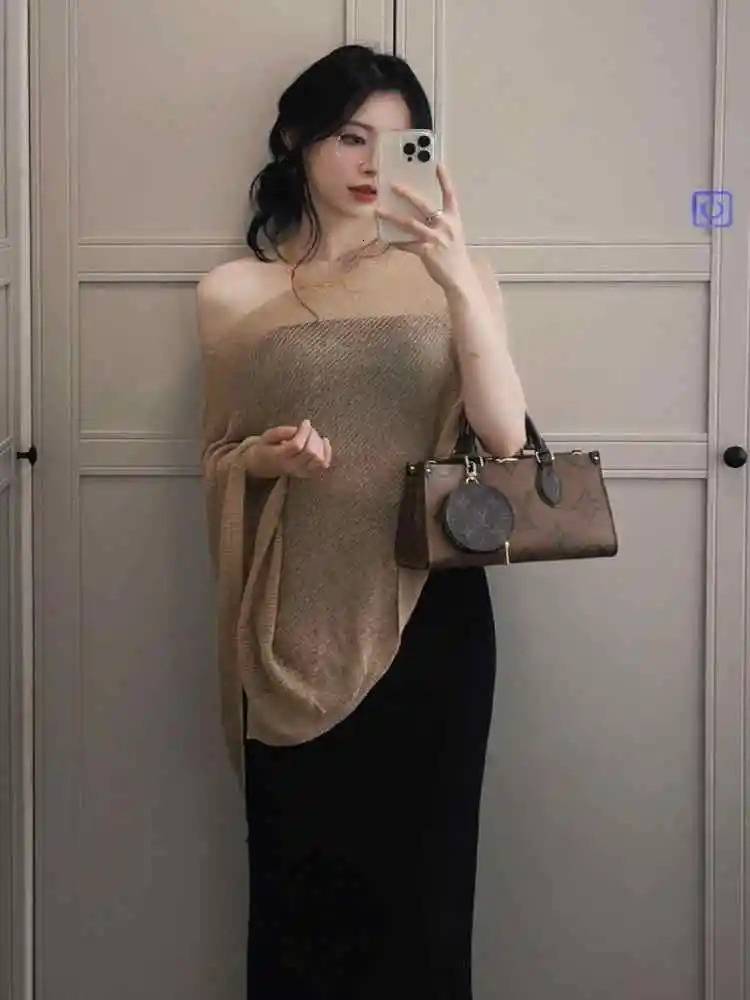 Irregular Cape Shawl Sun Protection Sunscreen Air Conditioning Clothes Women Loose Thin Ice Silk Knitted Top 250731