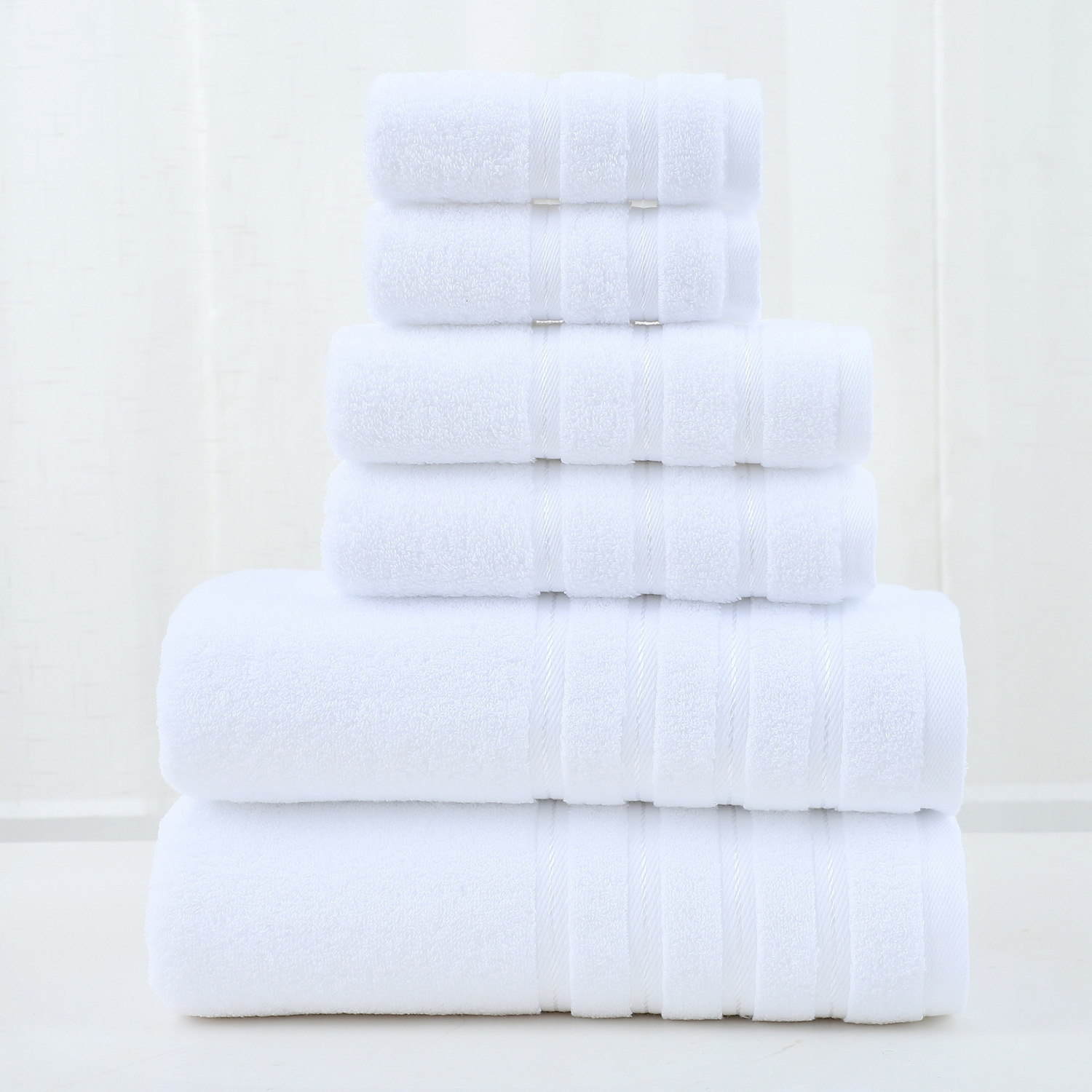 Solid 1/3/6-Piece Bath Towel Set Cotton Textured Bathroom Towel Sets Hand and Washecloth Set 240823
