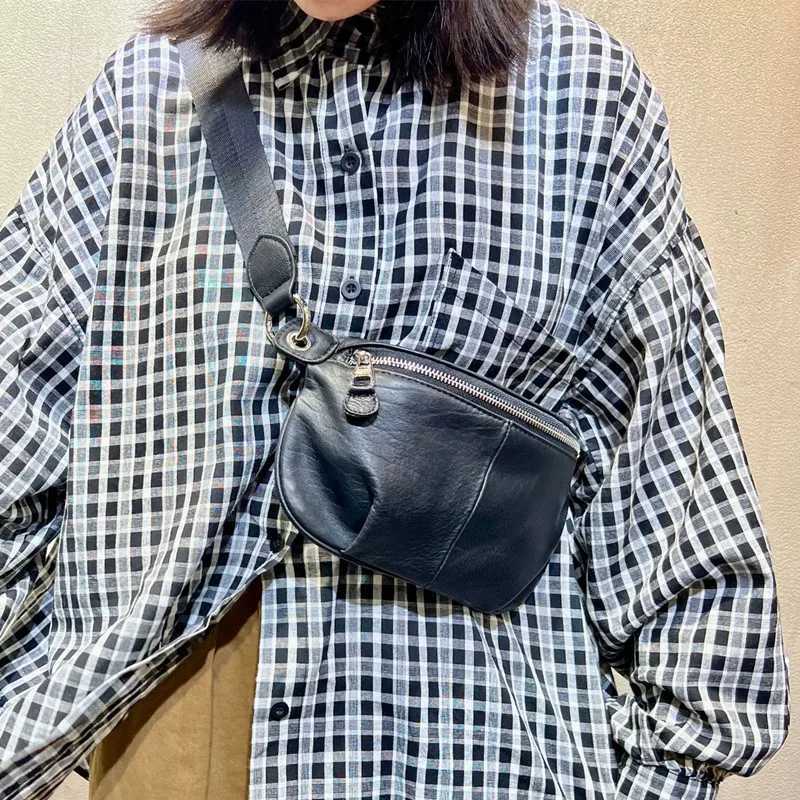 Natural Leather Crossbody Bags For Women Real Genuine Leather Shoulder Bag Vintage Solid Color Designer Female Travel Chest Bags Y250730