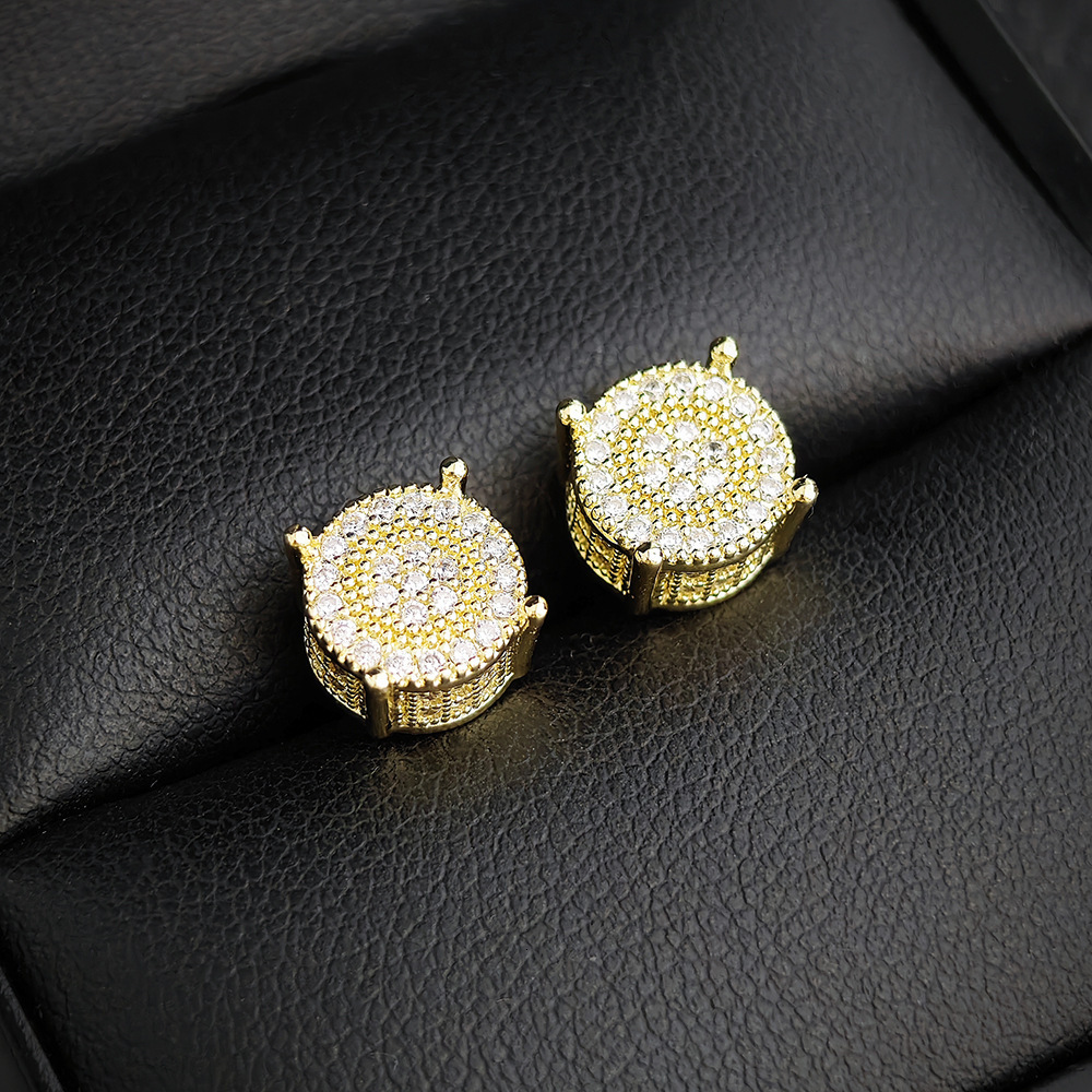 Minimalist Style Jewelry Round Inlaid Synthetic Zircon for Women Versatile Earrings e6097