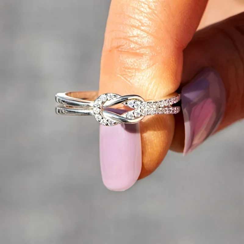 925 Sterling Silver Unique Knot Designed Rings for Women Fashion Eternal Wedding Bridal Jewelry Elegant Daily Accessories y250730