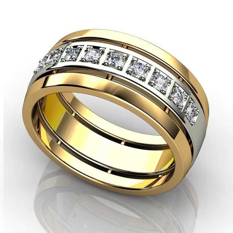 8 Fashion Female Rings Two Tone Design Inlaid Dazzling Cubic Zirconia Stylish Accessories for Women Wedding Trendy Jewelry y250730