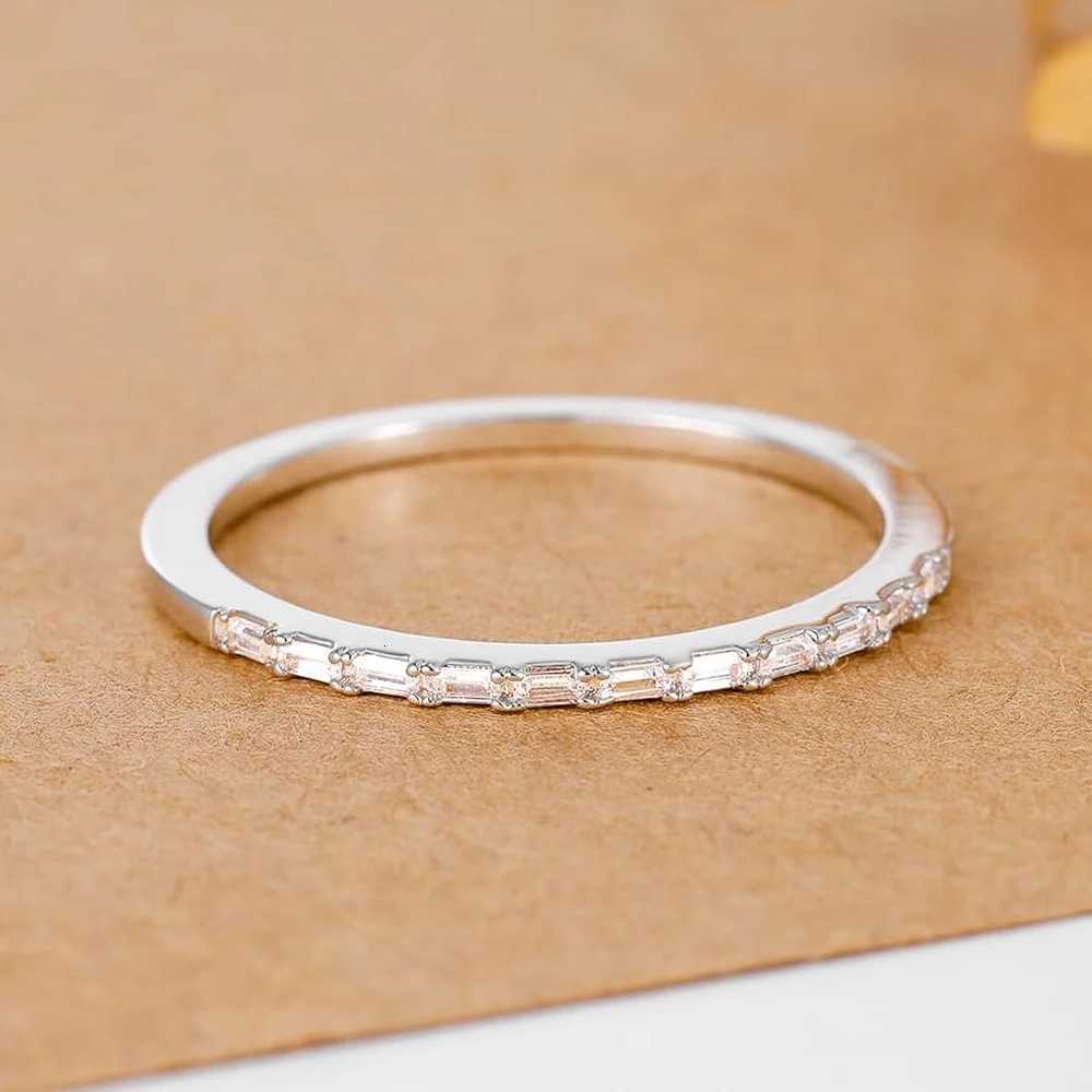 Monkton Gold Plated Half Eternity Ring for Women Baguette Cubic Zirconia Anniversary Ring Thin Stackable Finger Rings for Girls y250730