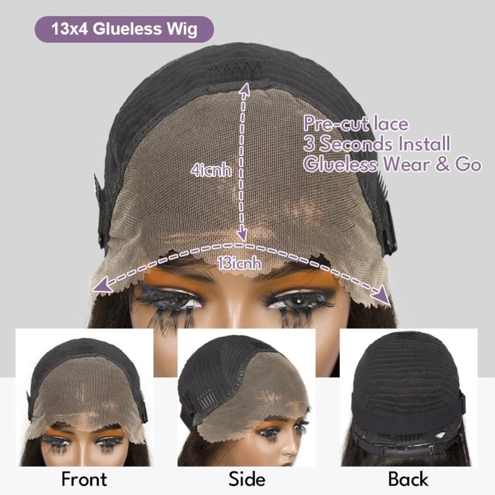 40 Inches 200% Chocolate Brown 13x4 HD Lace Front Human Hair Wigs Body Wave Wear And Go Synthetic Brazilian Colored Lace Frontal Wig For Women