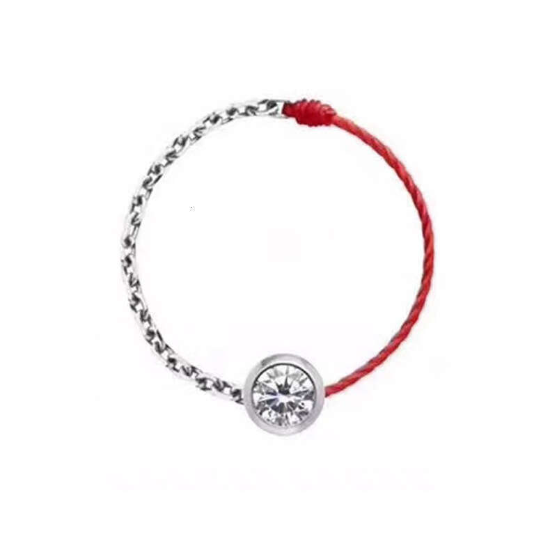 France Paris Bubble Single Diamond Red Rope Lucky Zodiac Year and Month Old Versatile Unique Ring for Women Trendy