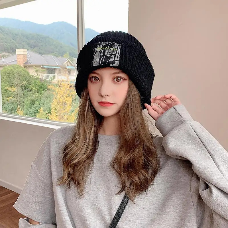 Winter Beanie Hat for Women Men Winter Hat Knitted winter Skullies Hat Unisex Ladies Warm Bonnet Cap Korean Trendy oversized hat 250730