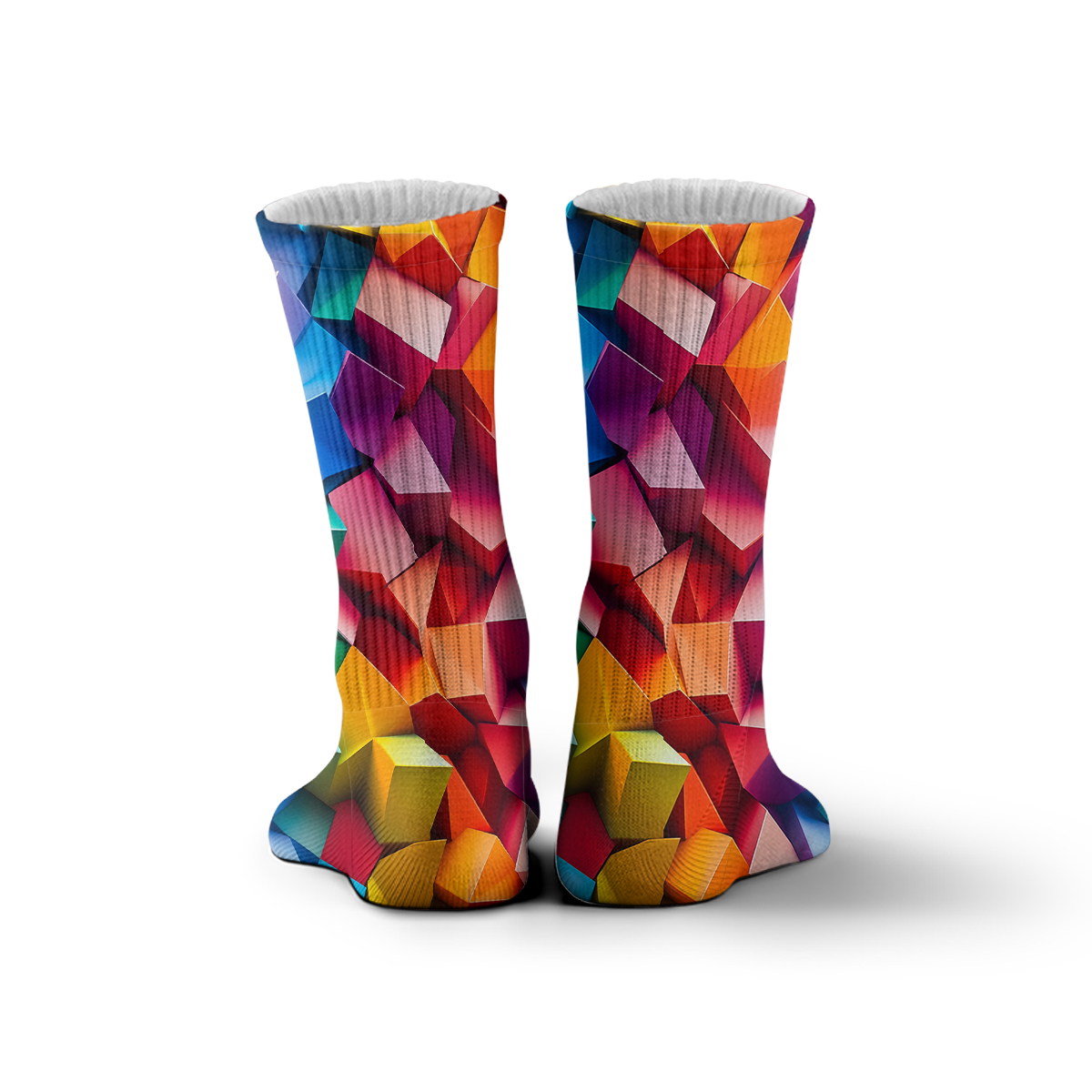 Colorful Geometric Cube Unisex Tube Designer Socks C121