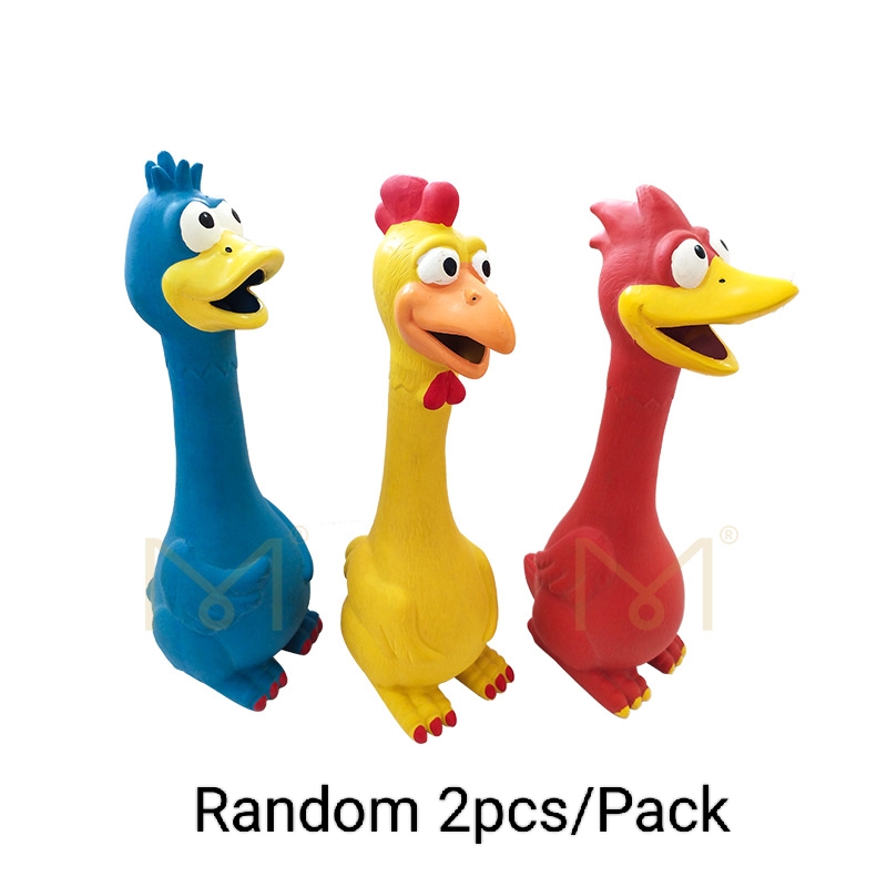 Latex Screaming Chicken Pet Toys Squeaky Chewy Teething Rubber Puppy Dog Toys 2pcs/Pack