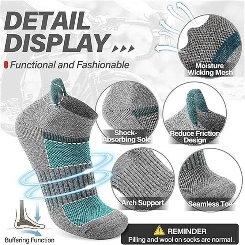 6 Pairs Merino Wool Ankle Running Hiking Socks Compression Support Breathable Thick Cushion No Show Socks for Women Men Z250731