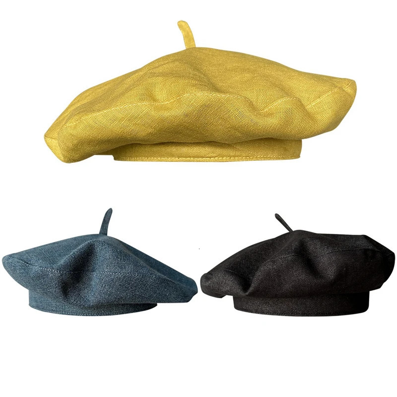 Linen Beret Spring And Summer Breathable Lightweight Fashion Versatile Casual Hat Female Literary Painter Hat 250730