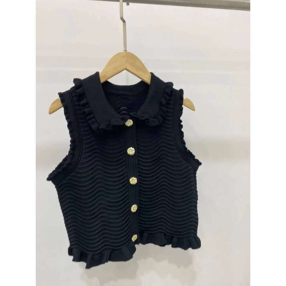 Designer Clothing 2025 Women's Set Turn Down Collar Single Breasted Slim Casual Sleeveless Tanks Top Or High Waist Knitted Skirt