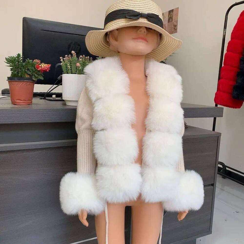 Children's Faux Fur cardigan autumn and winter girls' Faux Fur knitted cardigan fashion big children's sweater fur coat