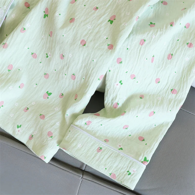 2 PCS Women Pajama Sleepwear Set Long Sleeved Pants Suit Peach Print Ventilate Soft Comfortable Home Leisure Clothes 250730