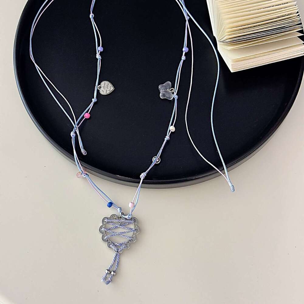 Heart Punk Rock Colorful Multi-Element Woven Pull Pendant Necklace Personality Trendy Fashion Hot Girl 412