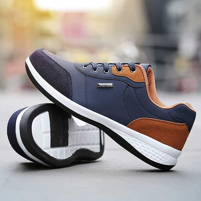 Leather Men Shoes Sneaker Trend Sports Running Breathable Mens Sneakers Non-slip Footwear Shoe for Men Walking Autumn Y250731