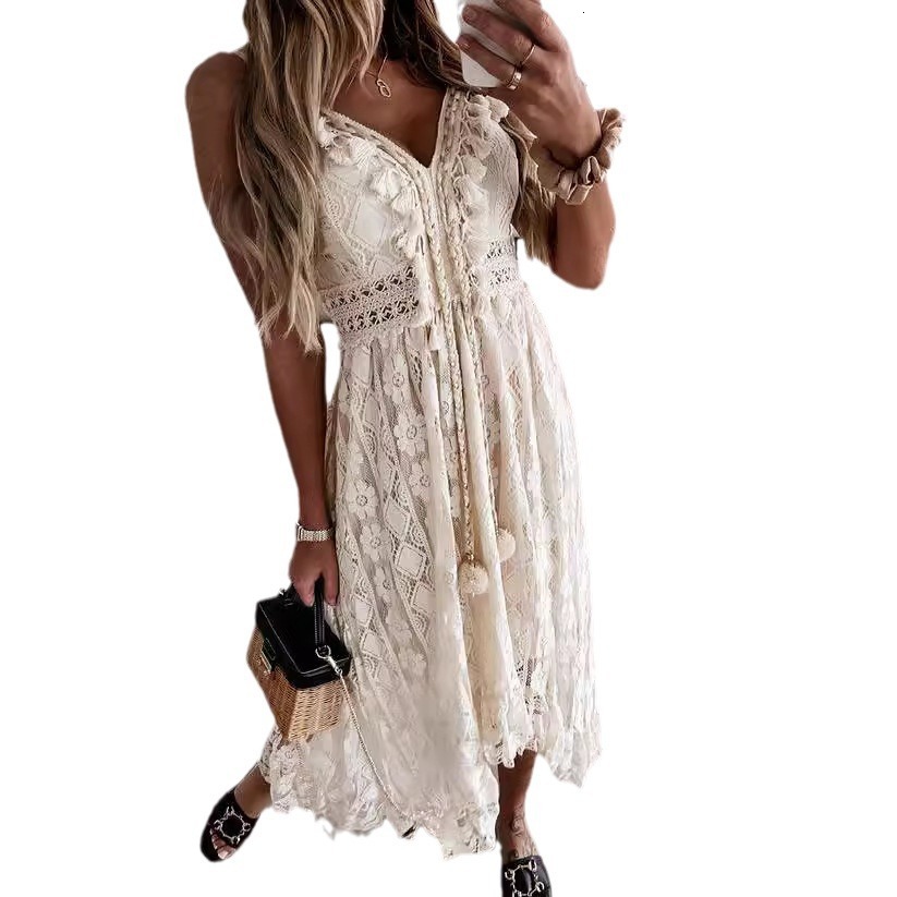 323# 2021 summer new lace suspender solid color dress