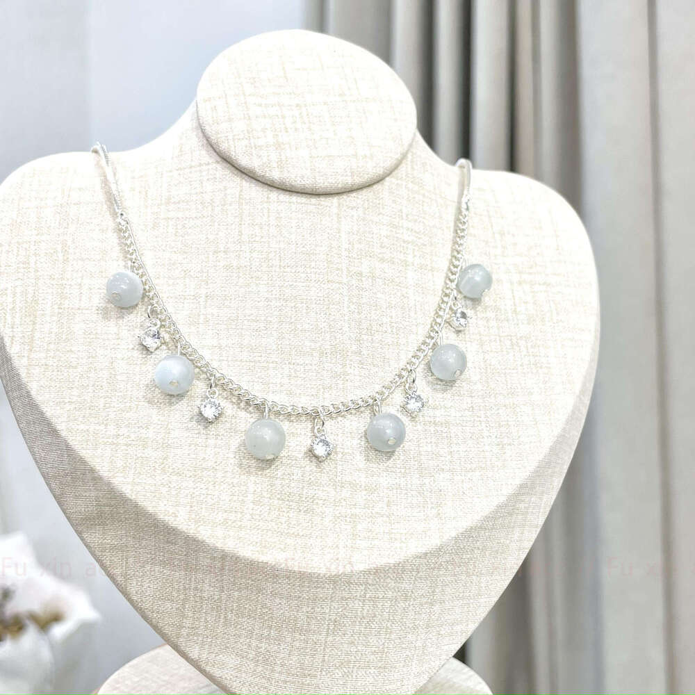 French Cat's Eye Stone Tassel Internet Celebrity Personality Light Niche Design Simple Exquisite High-end Versatile Necklace fb1