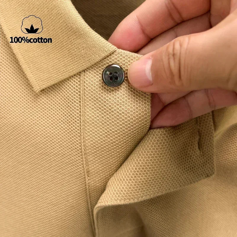 100% Cotton Polo ShirtSummer Fashion Casual Long Sleeve Breathable Lapels Tshirt 10 Colors Mens Perfect for Golf Sports 250731