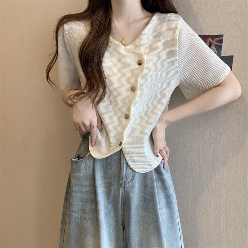 2025 plus size irregular short sleeved T-shirt for women's summer new style loose top new designer T-shirt