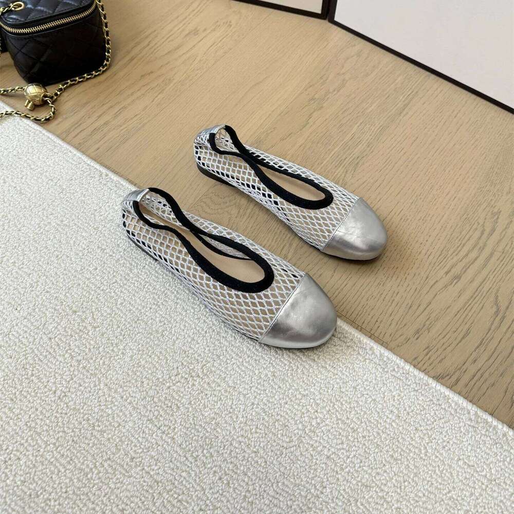 Women Size34-41 Genuine Leather Ballet Flats Mesh Solid Color Leisure Round Toe Slip On Designer Shoes Zapatillas De Mujer 9ec