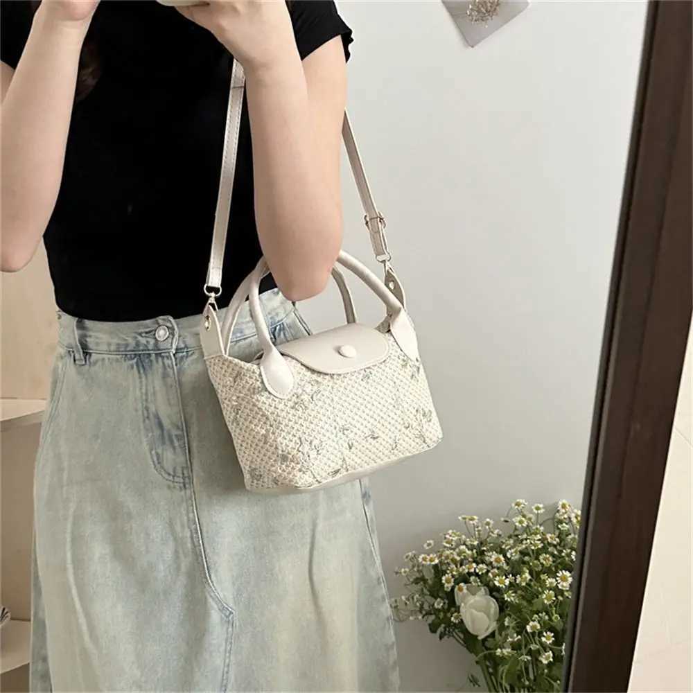 Handmade Braid Straw Bag Large Capacity Shoulder Bags Rattan Woven Handbags Messenger Bag Fashion Summer Beach Crossbody Bag Y250730
