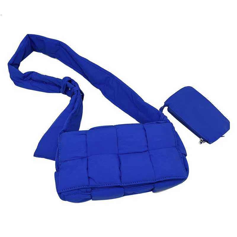 HOT Weave Down Padded Handbag Women Shoulder Bags Designer Quilted Woven Handbag Crossbody Bag Large Tote Female Bags Y250730