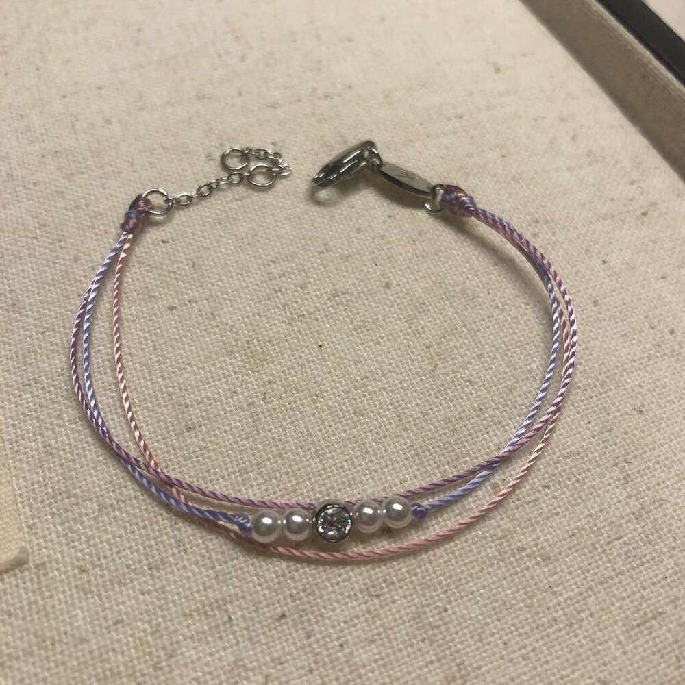 Titanium Steel French Red Rope Single Dia Multi-Rope Pearl Dopamine Niche Simple Layered Wear Non-Fading Handmade Weaving