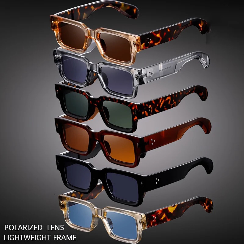 Vintage Style Square Sunglasses Men UV400 Shade Sun Glasses Desgin Y2K Plasic Eyewear Accessories 250729