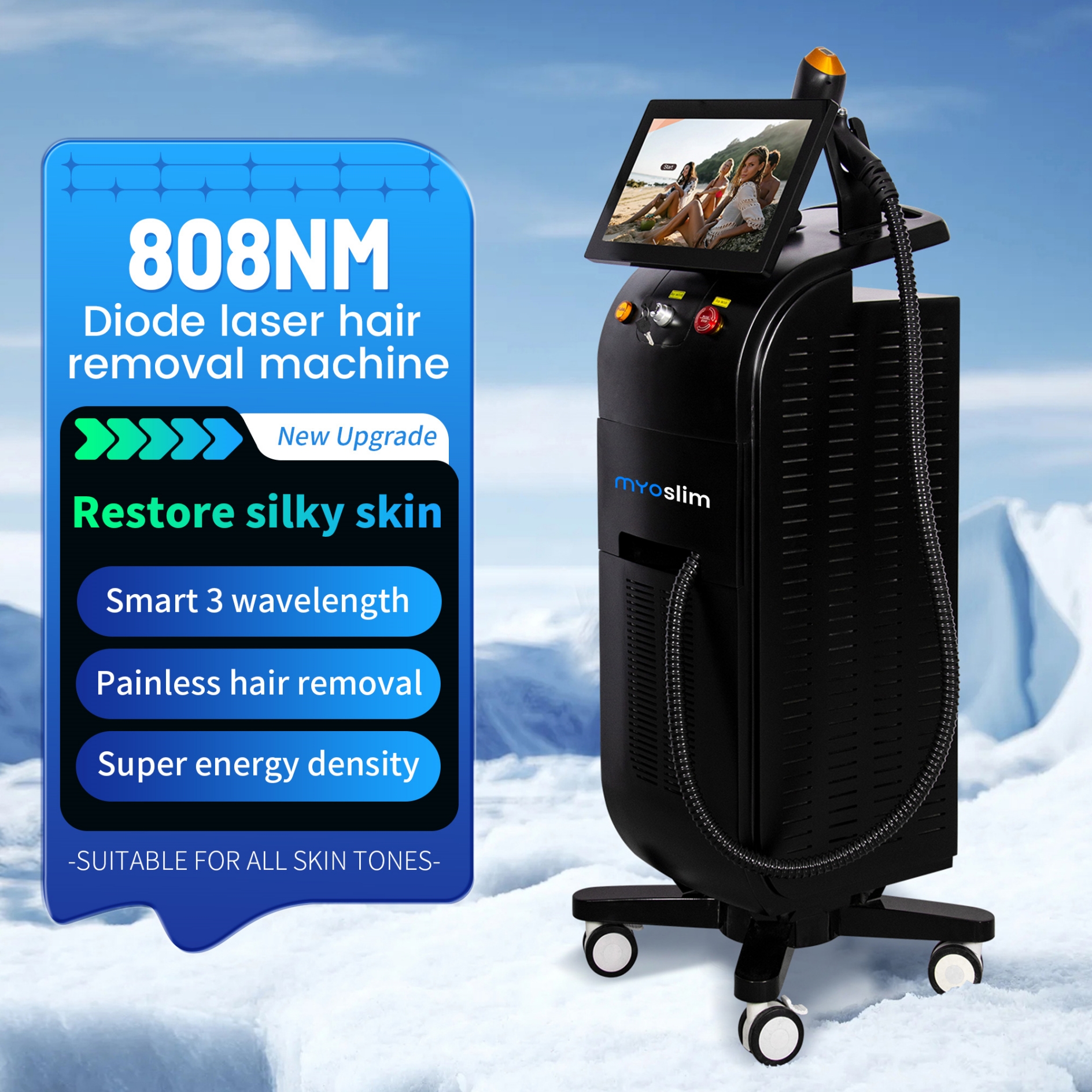 Professional Ice Titanium Painless 808 Diode Laser Hair Removal MachineLaser Remove Hair Device