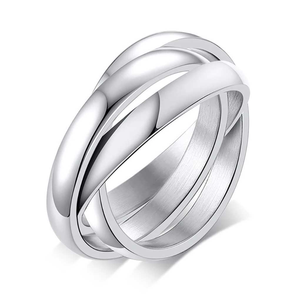 Classic 3 Rounds Ring Sets Women Stainless Steel Wedding Engagement Female Finger Jewelry y250730