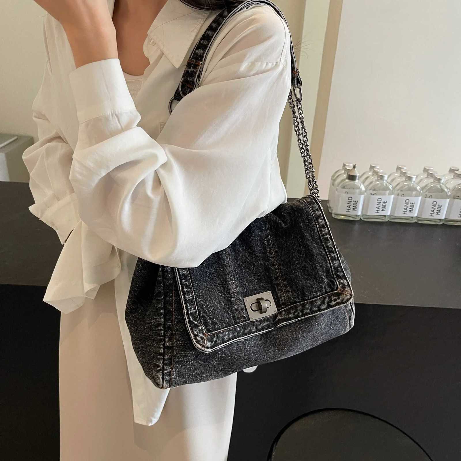 Denim bag women 2025 New fashion casual shoulder bags large capacity Tote Bag class commuting crossbody Bags for women bolsa sac Y250730