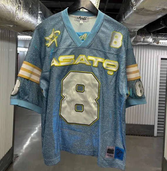 2025 Unisex New Loose V-Neck Sports Fluorescent Jersey T-Shirt