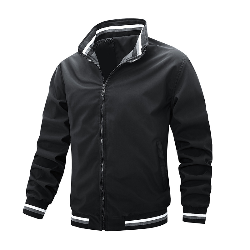 Casual loose jacket men's spring and autumn sports solid color stand-up collar jacket men's clothing