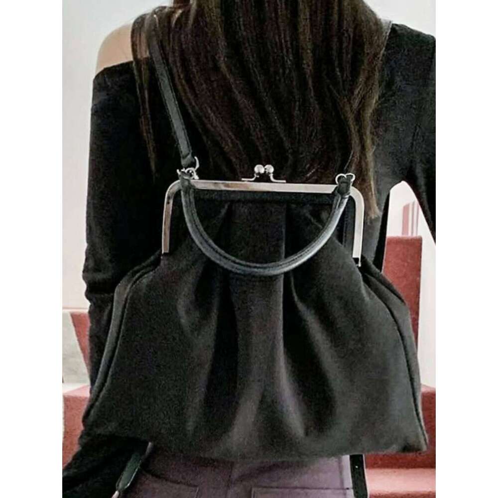 Designer bag 2025 Light Fashionable New Pleated Metal Frame Buckle Backpacks, Simple And Casual Versatile Handbag For Women Trendy